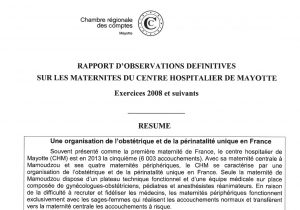 Le rapport de la Cour régionale des comptes sur la maternité du CHM
