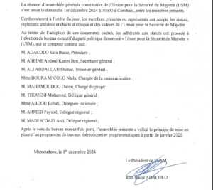 Mayotte, USM, politique, 