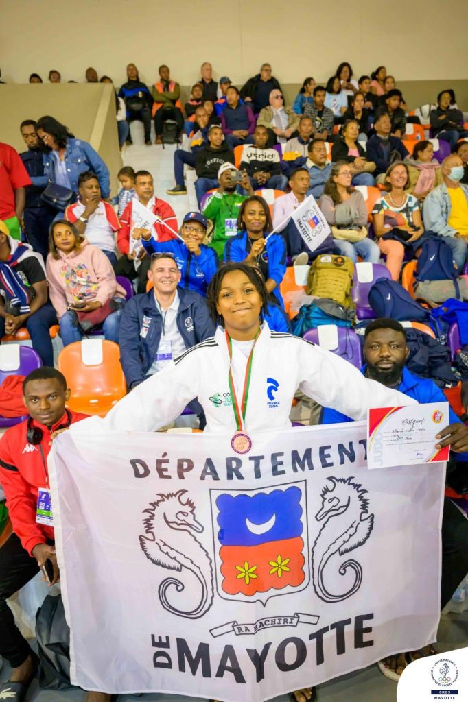 Kayzie Mohamed Hachim, lors de sa troisième place aux Jeux des îles de l'Océan Indien à Madagascar en 2023.
