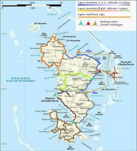 La carte du projet de transport interurbain à Mayotte présentée à Thierry Repentin le 13 février dernier