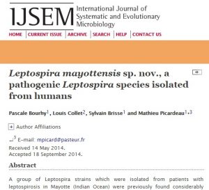 La publication dans une revue scientifique internationale de microbiologie