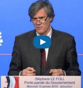 Annonce faite ce mercredi 14 janvier par Stéphane Le Foll, porte-parole du gouvernement