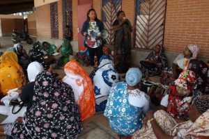 Une quarantaine d'ATSEM au marché couvert de Mamoudzou ce samedi 28 février