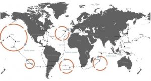 Les zones des 5 "vortex de déchets"