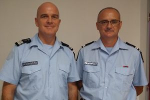 Le colonel de gendarmerie Jean Gouvart et le Lieutenant Ange Valdant commandant adjoint de la section de recherche, félicités pour le travail des gendarmes dans cette affaire par le procureur