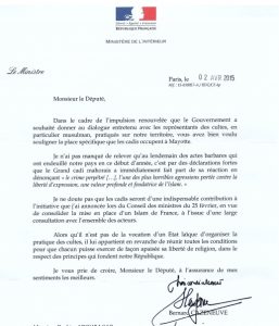 Le courrier de Bernard Cazeneuve à Ibrahim Aboubacar
