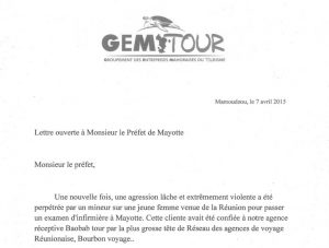 La lettre ouverte du GemTour au préfet de Mayotte