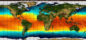 Les températures des océans à l'échelle mondiale. Des données qui dépassent les 30°C dans notre région