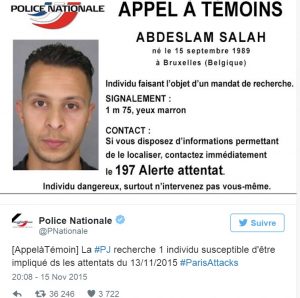 Appel à témoins et mandat d'arrêt international lancé contre Abdeslam Salah