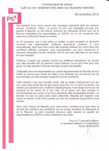 communiqué de presse du PS