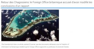 Capture d'écran de l'Express Maurice dénonçant la stratégie du Foreign Office sur les Chagos