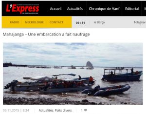L'express de Madagascar raconte un nouveau naufrage à Majunga