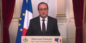 François Hollande présente ses vœux, le 31 décembre 2015, depuis le palais de l'Elysée