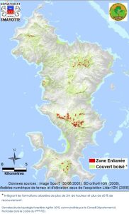 Les zones concernées par l'envahissement des lianes