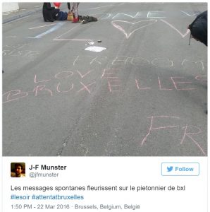 Messages de soutien sur les chaussées de Bruxelles