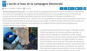L'accès à l'eau et la campagne électorale