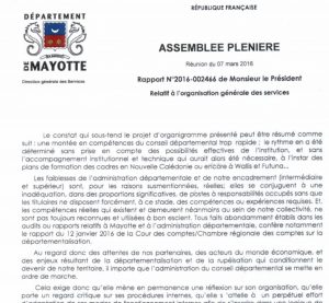 Le rapport sur l'organisation générale des services du département