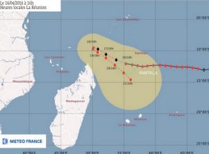 Les prévisions de trajectoires pour Fantala selon Météo France