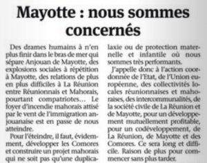 La tribune de Wilfrid Bertille dans le JIR