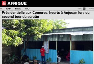 RFI rapportait le 11 avril dernier, des incidents à Mohéli et à Anjouan lors du 2nd tour de la présidentielle (Capture d'écran: RFI)