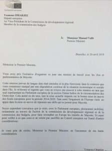 courrier de Younous Omarjee à Manuel Valls