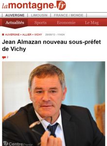 Le journal La Montagne présentait le nouveau sous-préfet de Vichy en août 2013 (Capture d'écran: La Montagne)