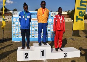 Le podium du 200 mètres féminin aux Jeux de la CJSOI avec Naomi Ali en argent (Photo: Dir com CD)
