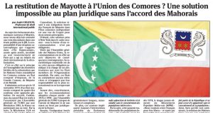 Une réflexion d'André Oraison dans les pages Forum du JIR