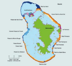 La carte des récifs coralliens à Mayotte (Source: IFRECOR)