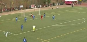 Le 1er but du FCM lors de cette finale de la Coupe régionale de France (Capture d'écran: Mayotte 1ère)