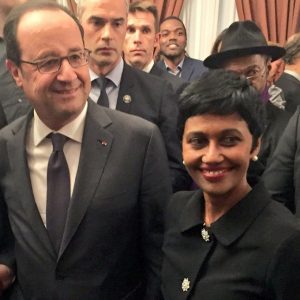 François Hollande et Ericka Bareigts à la cérémonie des voeux du ministère des Outre-mer
