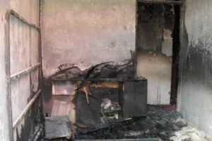 La chambre dans laquelle le feu s'est déclaré (Photo: JIR)