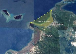 La zone fermée à la pêche depuis ce samedi dans la baie de Mtsahara
